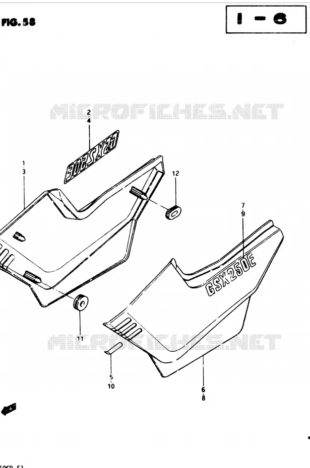 CARENAGES ARRIERE  (MODELE Z) Suzuki MOTO 250 GSX 1982  GSX250EZ(Z/D)