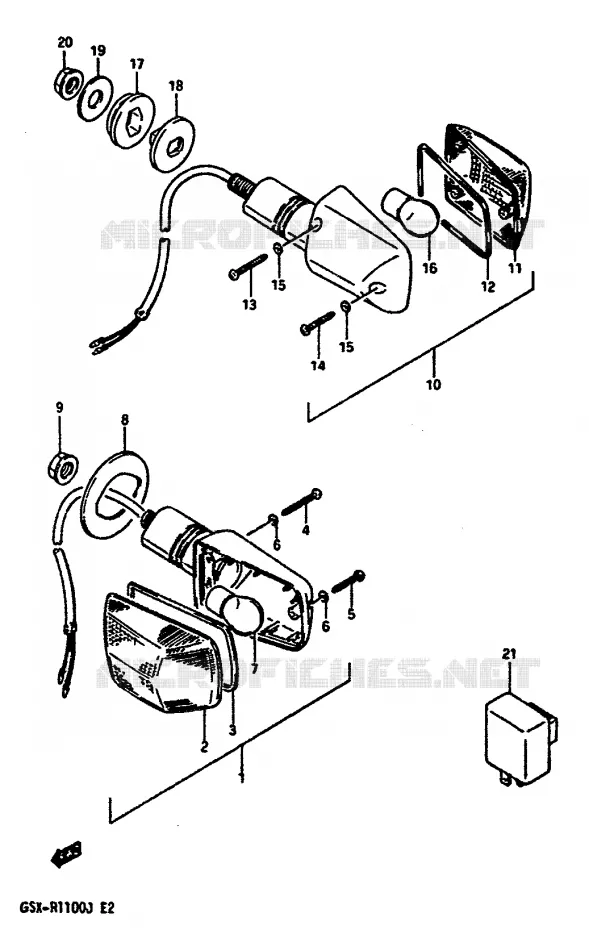CLIGNOTANTS (E1,E6,E24) Suzuki MOTO 1100 GSX-R 1987  GSX-R1100H(G/H/J)