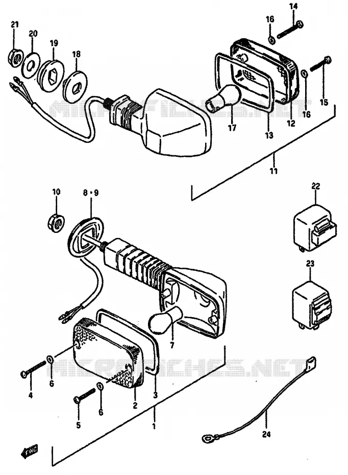 CLIGNOTANTS (E2,4,15,16,17,18,21,22,25,34,39,55) Suzuki MOTO 750 GSX-R 1985  GSX-R750F(F/G/H) E34