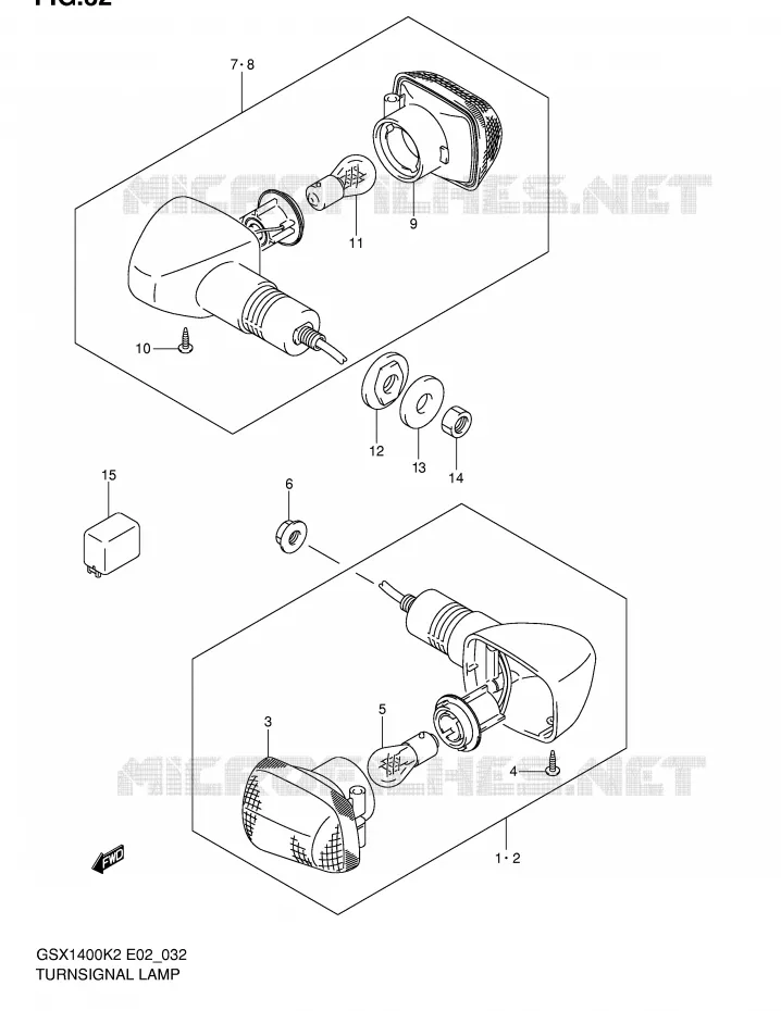 CLIGNOTANTS (E2,E19) Suzuki MOTO 1400 GSX 2004  GSX1400K4(E2)