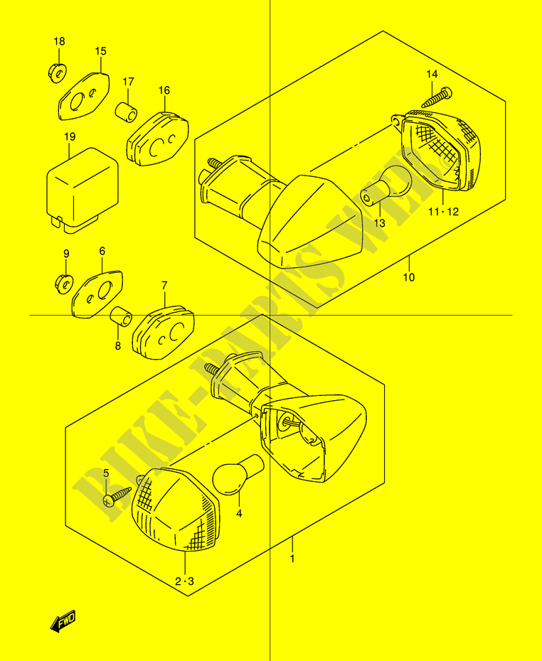 CLIGNOTANTS (GSF600Y/UY/K1/K2/K3/K4/UK1/UK2/UK3/UK4/ZK4) pour Suzuki BANDIT 600 2001