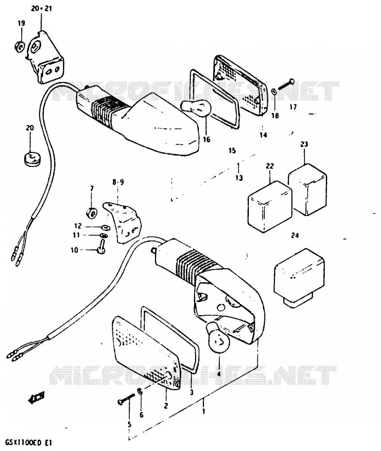 CLIGNOTANTS (GSX1100ESD) Suzuki MOTO 1100 GSX-E 1982  GSX1100EZ(Z/D)