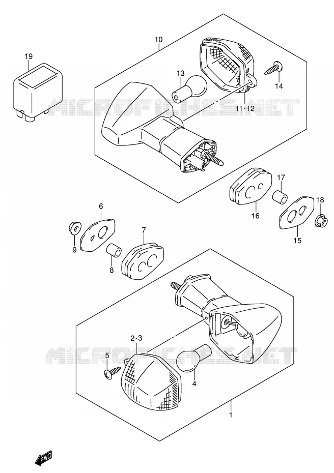 CLIGNOTANTS (MODELE K1) Suzuki MOTO 600 GSX-R 2003  GSX-R600UZK3(E2)