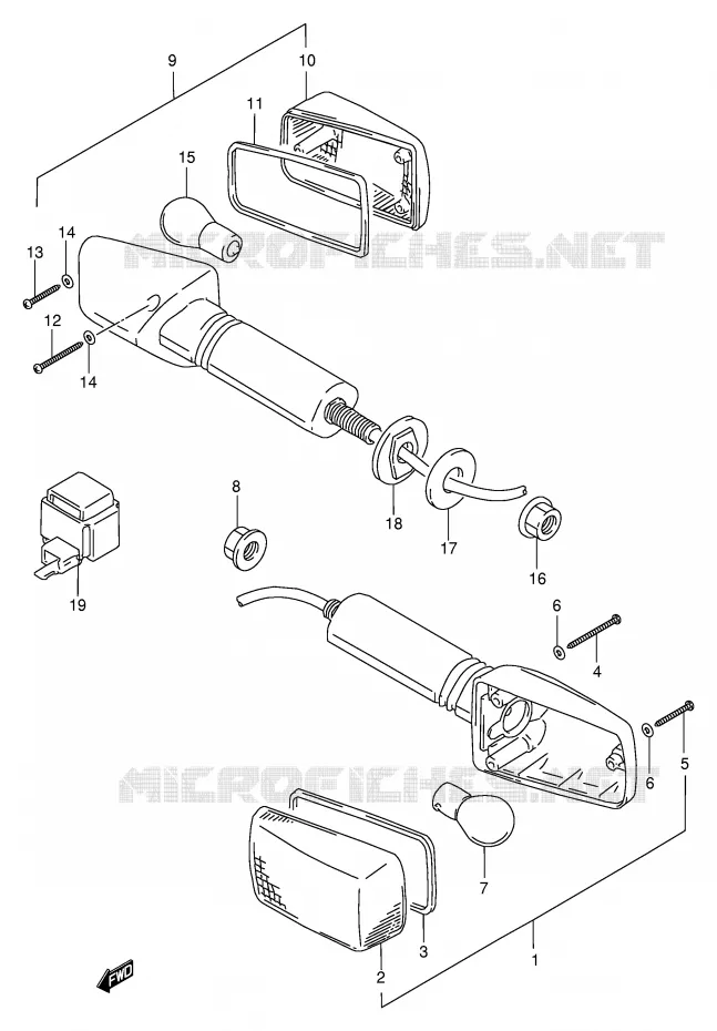 CLIGNOTANTS (MODELE T/V/W) Suzuki MOTO 1100 GSX-R 1995  GSX-R1100WSKS(E2)