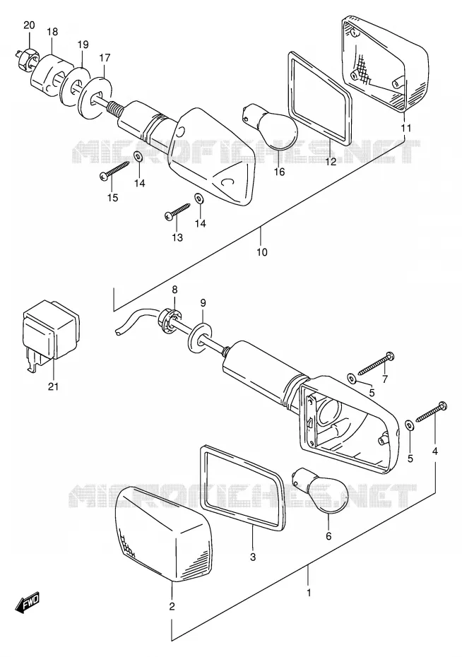 CLIGNOTANTS (MODELE T/V/W/X E17) Suzuki MOTO 600 BANDIT 1999  GSF600X(E2)