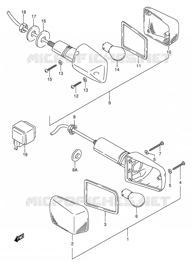 CLIGNOTANTS (MODELE T/V/W/X) Suzuki MOTO 600 BANDIT 1996  GSF600ST(E2)