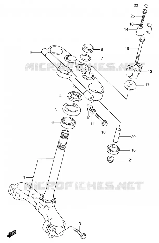 COLONNE DE DIRECTION (GSF1200SAV/SAW/SAX/SAY) Suzuki MOTO 1200 BANDIT 1998  GSF1200W(E2)