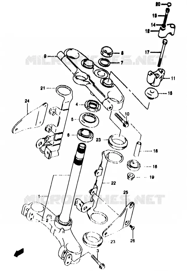COLONNE DE DIRECTION (GSF1200T/V/W/X/Y/ST/SV/SW/SX/SY) Suzuki MOTO 1200 BANDIT 1998  GSF1200W/GSF1200SW/GSF1200SAW