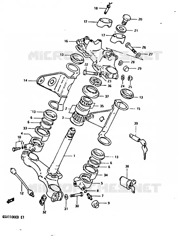 COLONNE DE DIRECTION (GSX1100EZ) Suzuki MOTO 1100 GSX-E 1983  GSX1100EXD(Z/D)