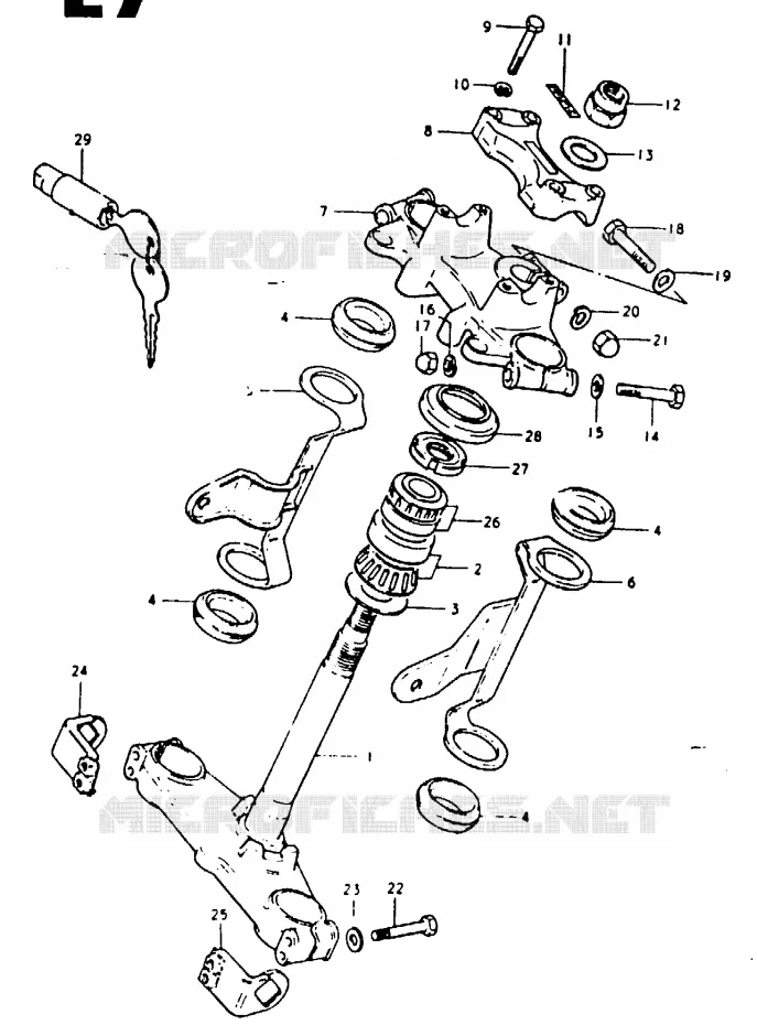 COLONNE DE DIRECTION (GSX1100T, GSX1100X) Suzuki MOTO 1100 GSX 1981  GSX1100X(T/X)