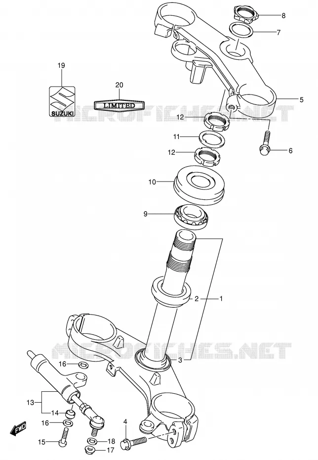 COLONNE DE DIRECTION Suzuki MOTO 1000 GSX-R 2003  GSX-R1000K3(E2)