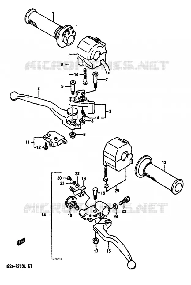 COMMODOS (MODELE K/L) Suzuki MOTO 750 GSX-R 1990  GSX-R750L(J/K/L)