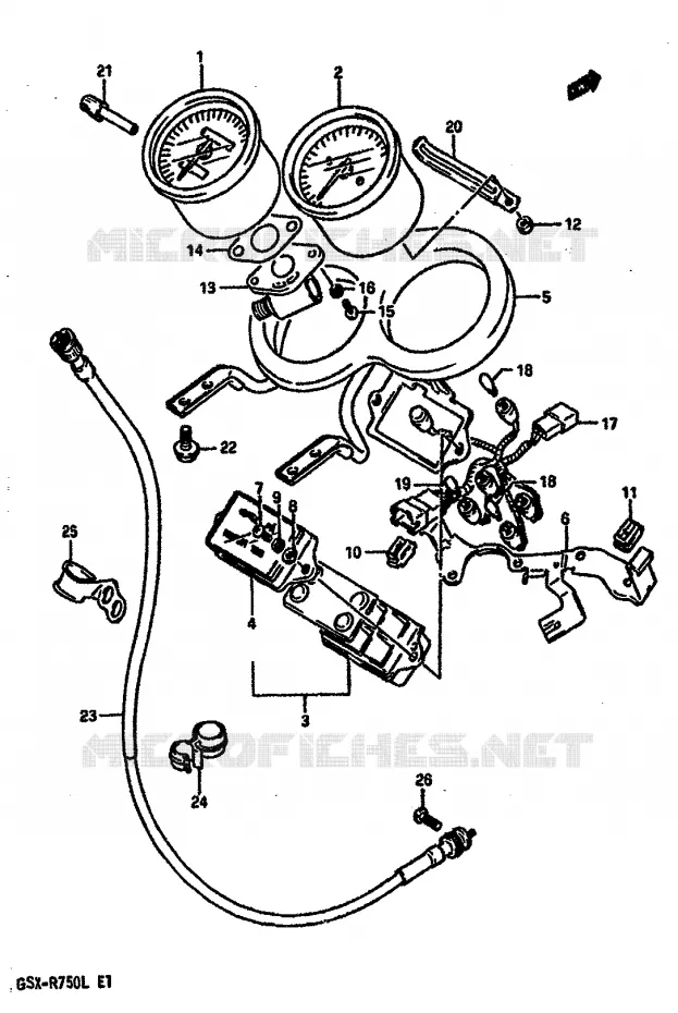 COMPTEUR (MODELE J/K) Suzuki MOTO 750 GSX-R 1990  GSX-R750L(J/K/L)