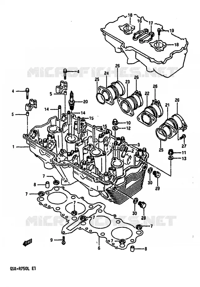 CULASSE (MODELE J/K) Suzuki MOTO 750 GSX-R 1990  GSX-R750L(J/K/L)