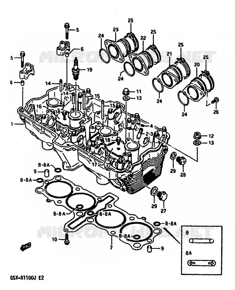 CULASSE Suzuki MOTO 1100 GSX-R 1988  GSX-R1100J(G/H/J)