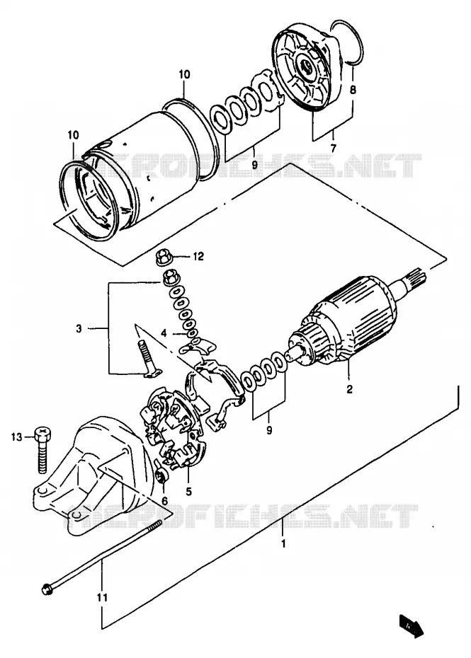 DEMARREUR Suzuki MOTO 1200 BANDIT 1999  GSF1200SAX(T/V/W/X/Y)