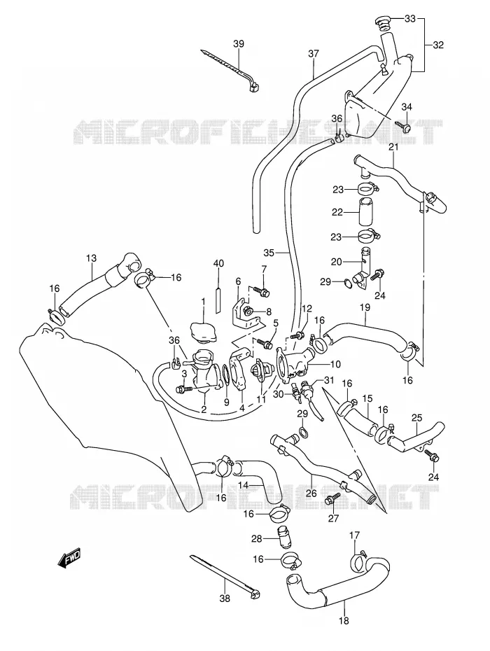 DURITE DE RADIATEUR (MODELE P/R) Suzuki MOTO 1100 GSX-R 1997  GSX-R1100WV(E28)