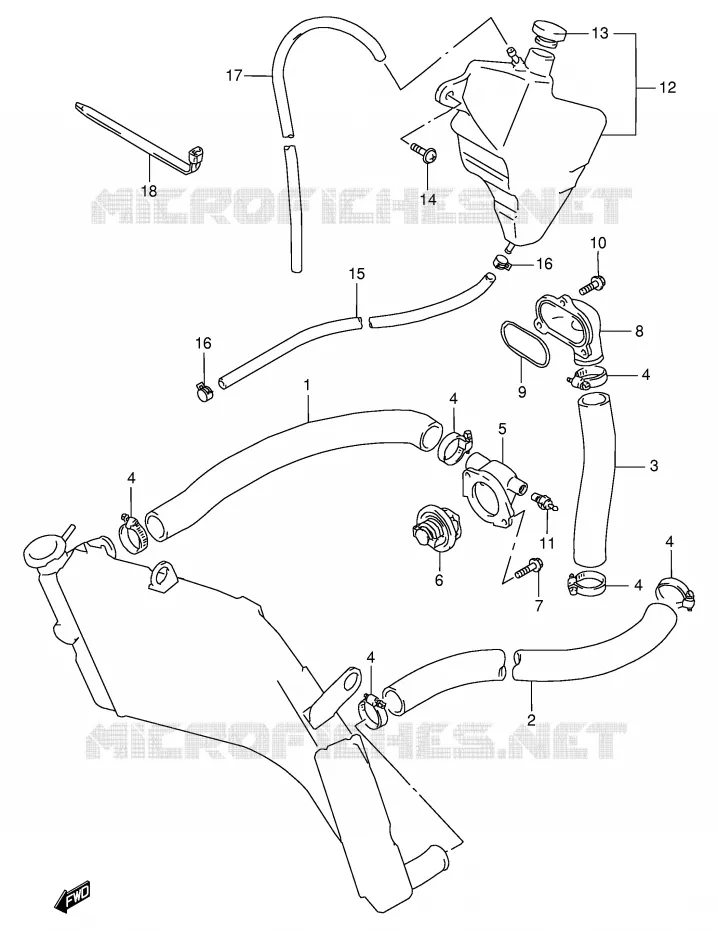 DURITE DE RADIATEUR (MODELE T/V) Suzuki MOTO 750 GSX-R 1997  GSX-R750V(E2)
