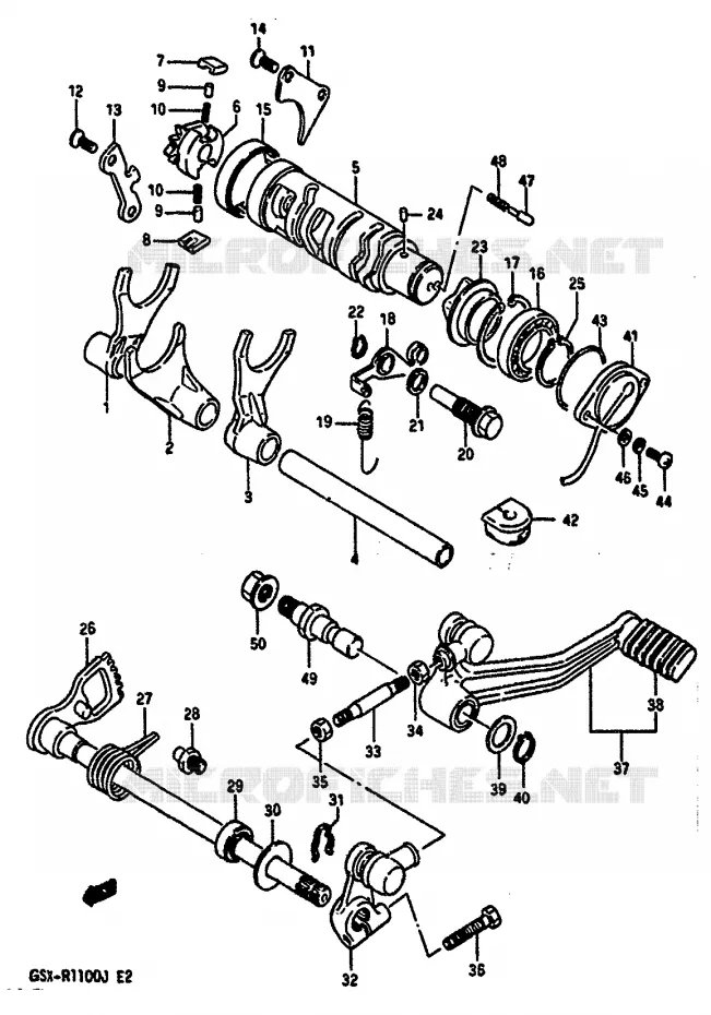 ENSEMBLE DE SELECTION DE VITESSES Suzuki MOTO 1100 GSX-R 1987  GSX-R1100H(G/H/J)