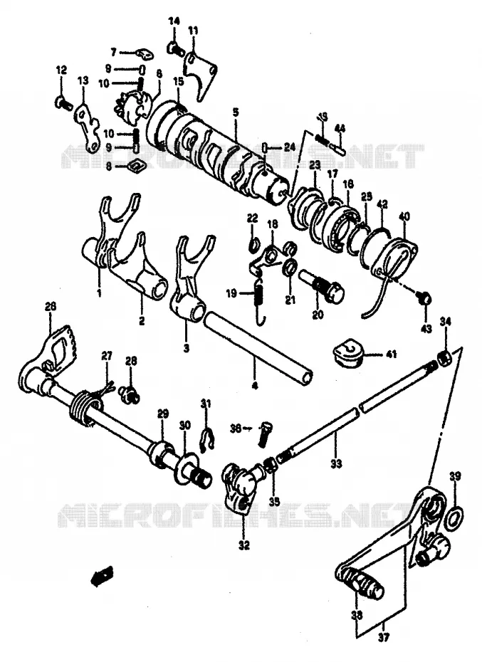 ENSEMBLE DE SELECTION DE VITESSES Suzuki MOTO 1100 GSX-R 1991  GSX-R1100M(M/N)