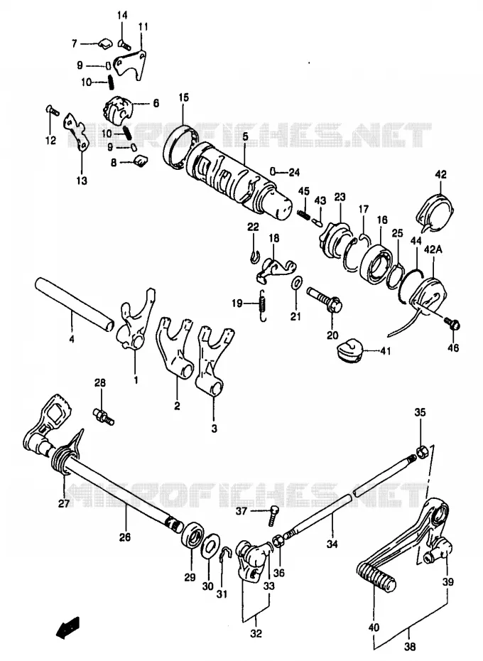 ENSEMBLE DE SELECTION DE VITESSES Suzuki MOTO 1200 BANDIT 2000  GSF1200SAY(T/V/W/X/Y)