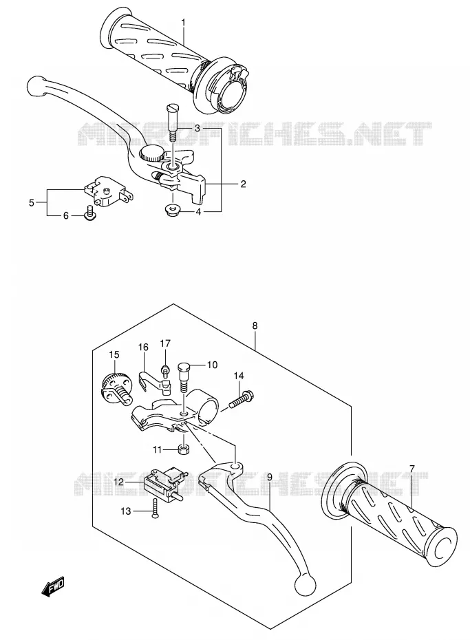 ENSEMBLE LEVIERS - POIGNEES Suzuki MOTO 1000 GSX-R 2004  GSX-R1000K4(E2)