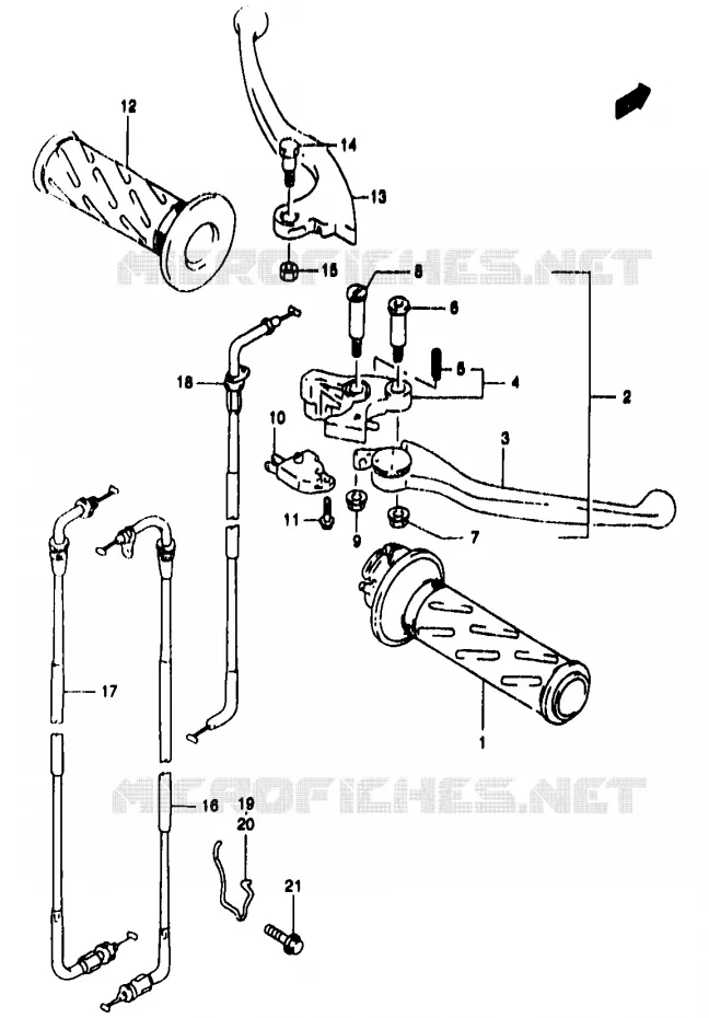 ENSEMBLE LEVIERS - POIGNEES Suzuki MOTO 1200 BANDIT 1996  GSF1200T(T/V/W/X/Y)