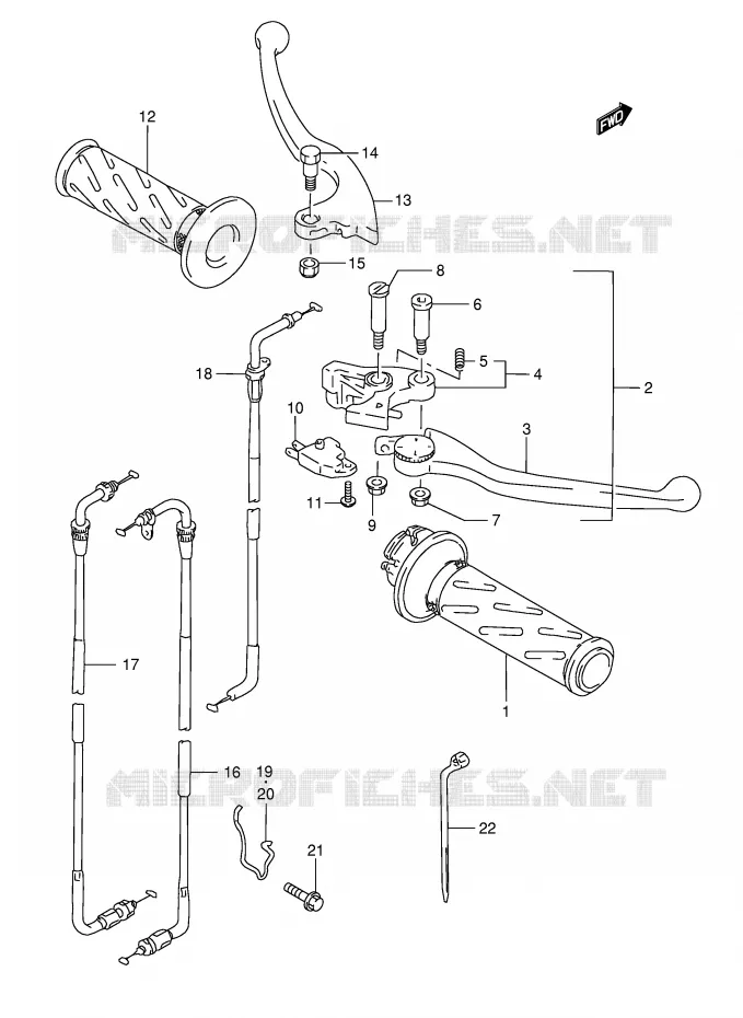 ENSEMBLE LEVIERS - POIGNEES Suzuki MOTO 1200 BANDIT 1998  GSF1200SW(E28)