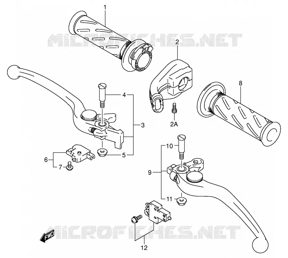 ENSEMBLE LEVIERS - POIGNEES Suzuki MOTO 1400 GSX 2004  GSX1400U1K4(E2)