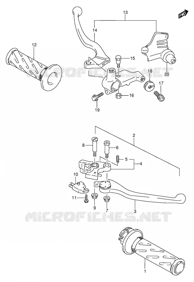 ENSEMBLE LEVIERS - POIGNEES Suzuki MOTO 600 BANDIT 1997  GSF600V(E2)