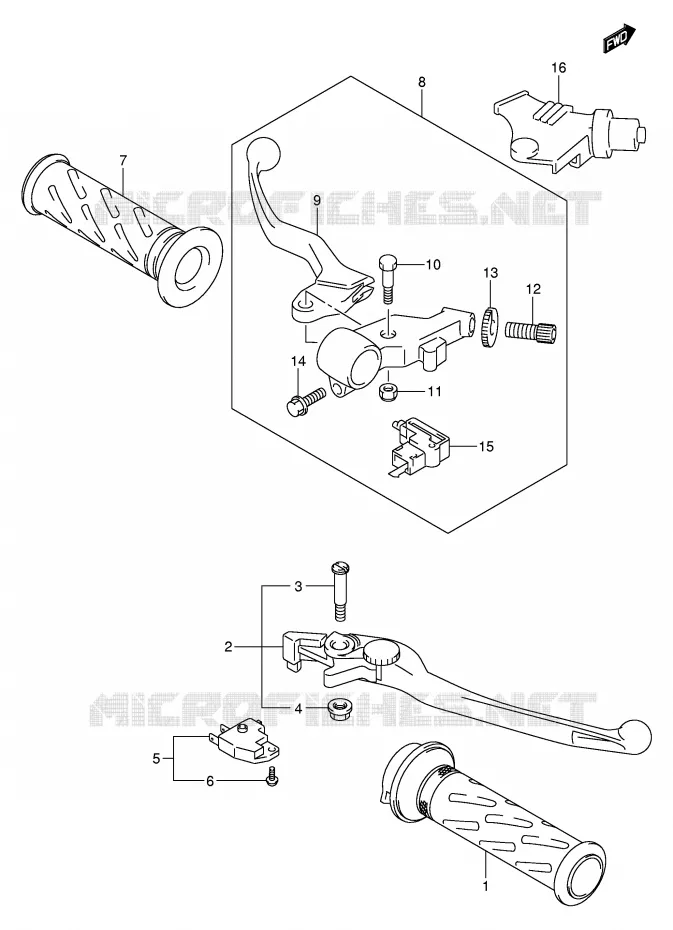 ENSEMBLE LEVIERS - POIGNEES Suzuki MOTO 650 BANDIT 2006  GSF650SAK6(E2)