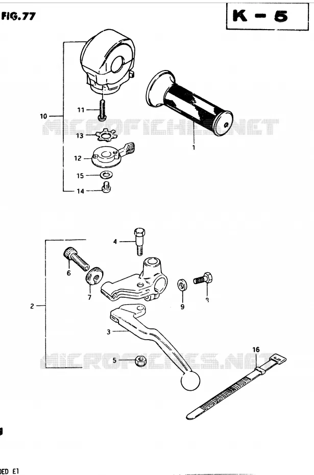 ENSEMBLE POIGNEE GAUCHE (MODELE D) Suzuki MOTO 250 GSX 1983  GSX250D(Z/D)