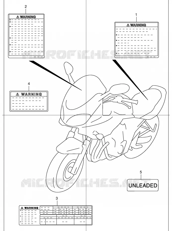 ETIQUETTE (MODELE K1) Suzuki MOTO 1200 BANDIT 2004  GSF1200ZK4(E2)