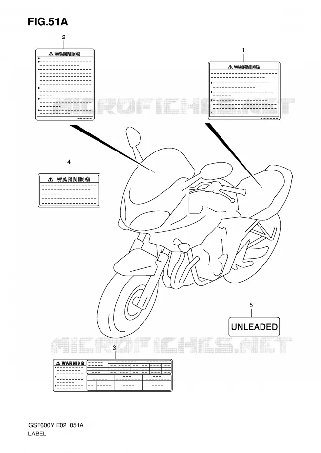 ETIQUETTE (MODELE K1) Suzuki MOTO 600 BANDIT 2002  GSF600SUK2(E2)