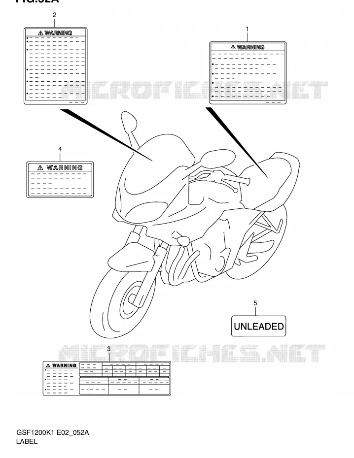 ETIQUETTE (MODELE K2/K3/K4) Suzuki MOTO 1200 BANDIT 2004  GSF1200ZK4(E2)