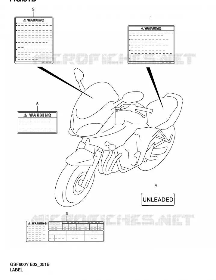 ETIQUETTE (MODELE K2) Suzuki MOTO 600 BANDIT 2000  GSF600UY(E2)