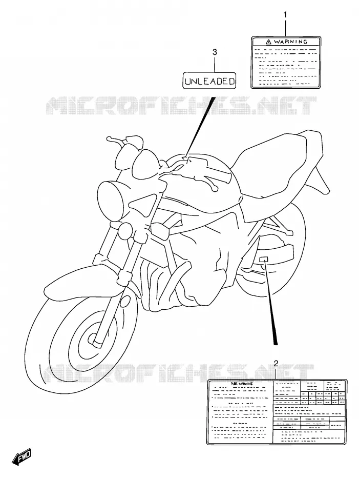 ETIQUETTE (MODELE S) Suzuki MOTO 600 BANDIT 1996  GSF600SUT(E2)