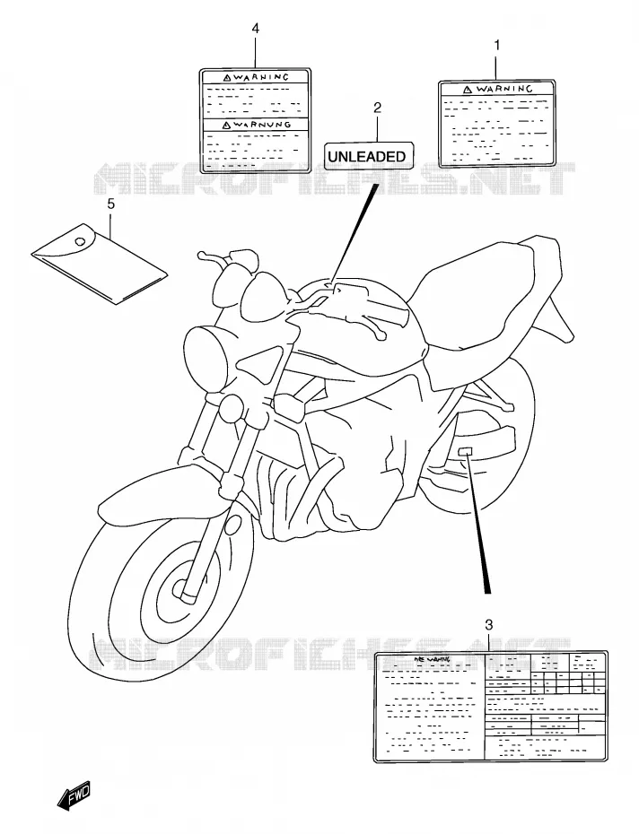ETIQUETTE (MODELE T/V/W/X) Suzuki MOTO 1200 BANDIT 2000  GSF1200SY(E2)