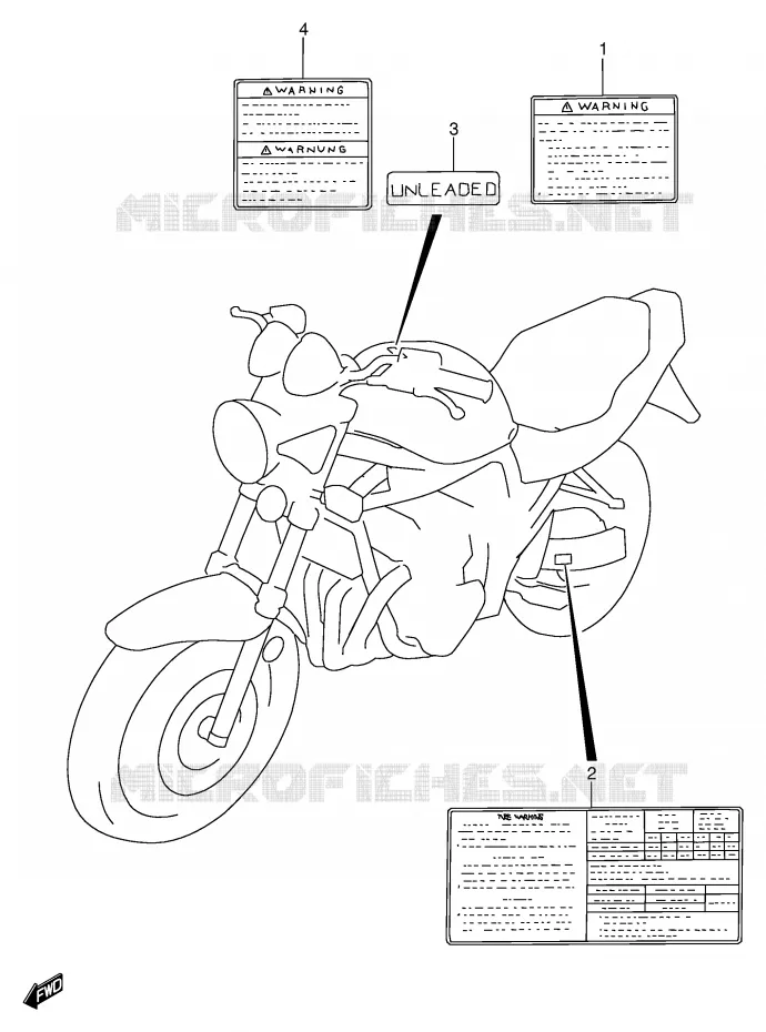 ETIQUETTE (MODELE T/V/W/X) Suzuki MOTO 600 BANDIT 1999  GSF600SX(E2)