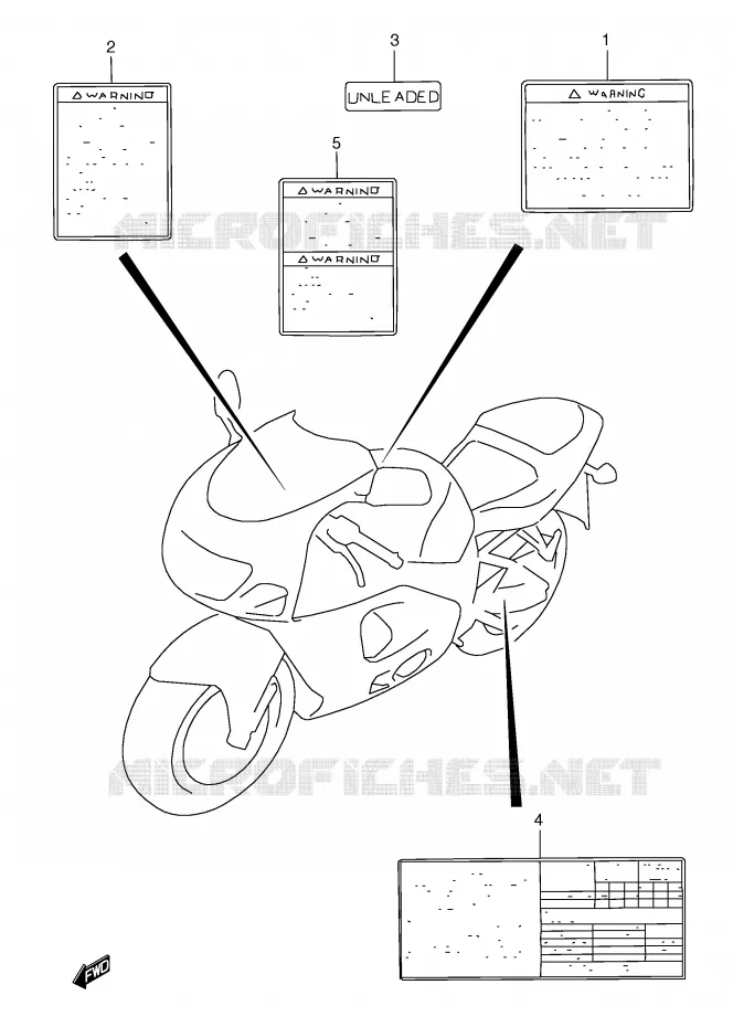 ETIQUETTE (MODELE Y) Suzuki MOTO 600 GSX-R 1997  GSX-R600V(E2)