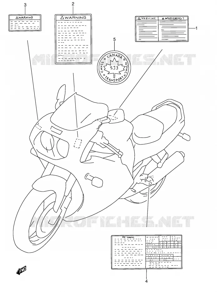 ETIQUETTE Suzuki MOTO 1100 GSX-R 1996  GSX-R1100WSKT(E28)