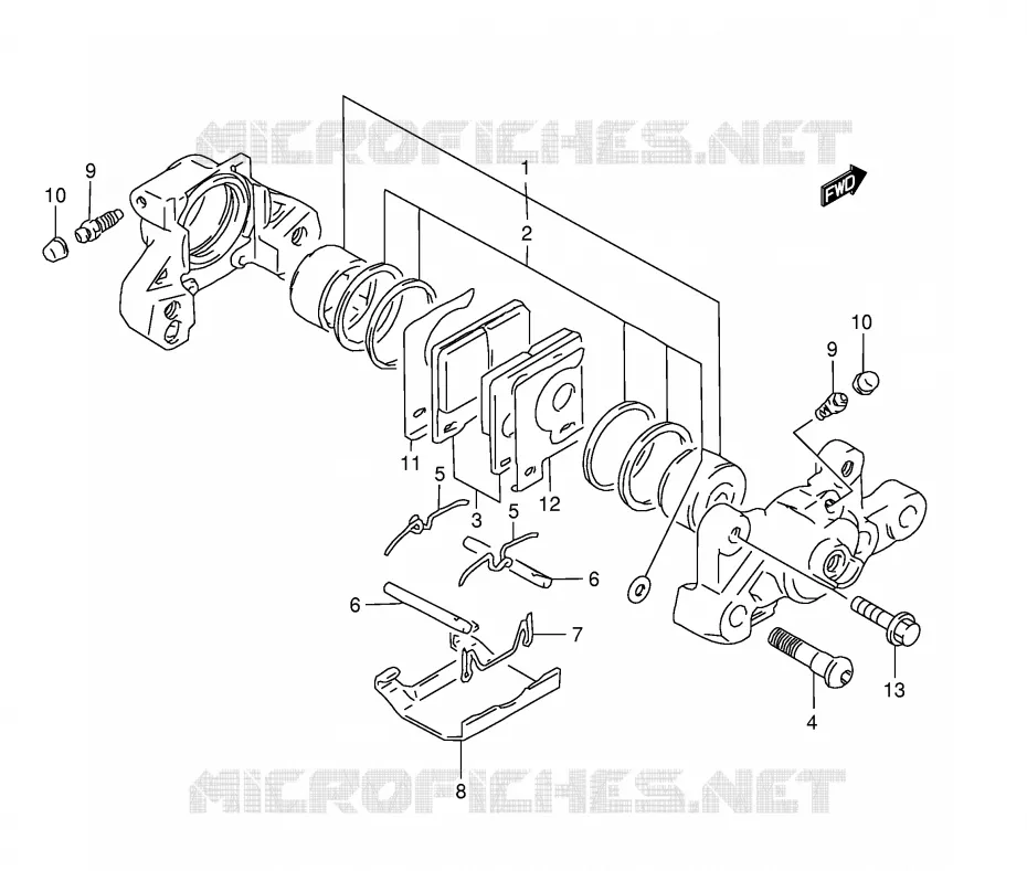 ETRIER DE FREIN ARRIERE (GSF1200ST/SV/SW/SX/SY) Suzuki MOTO 1200 BANDIT 1998  GSF1200SW(E28)