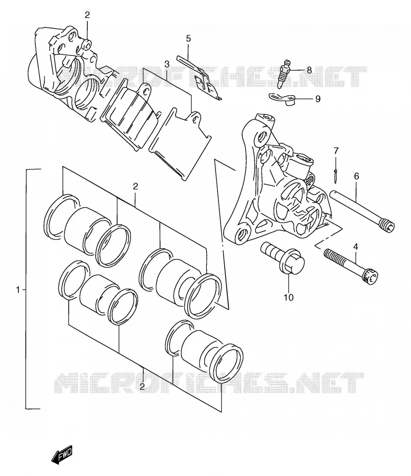 ETRIER DE FREIN AVANT (GSF1200SAV/SAW/SAX/SAY) Suzuki MOTO 1200 BANDIT 1999  GSF1200X(E2)