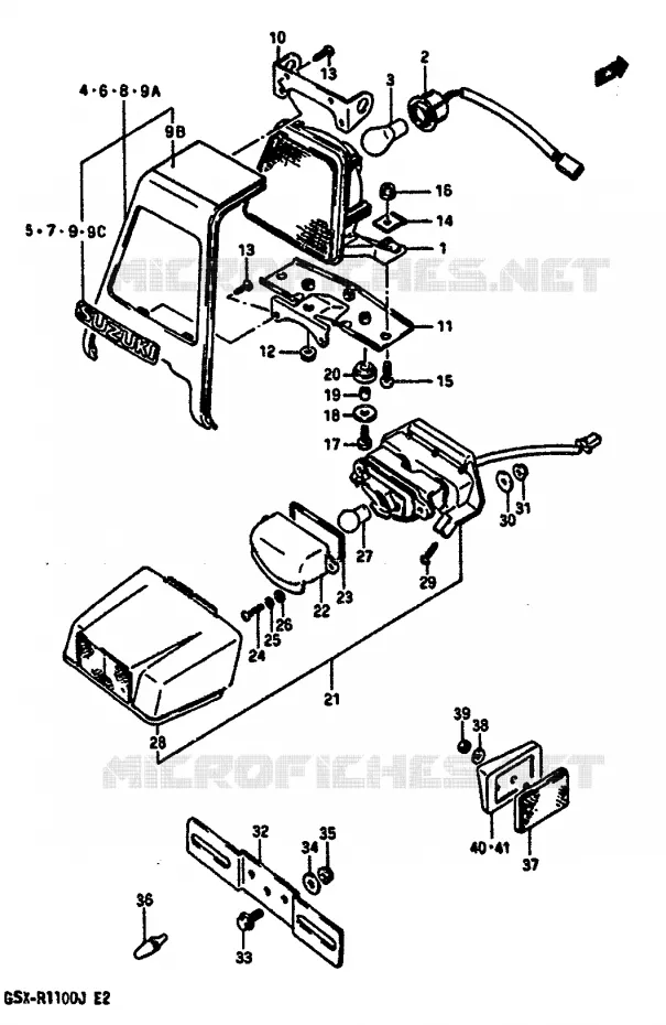 FEU ARRIERE - ECLAIRAGE DE PLAQUE Suzuki MOTO 1100 GSX-R 1986  GSX-R1100G(G/H/J)