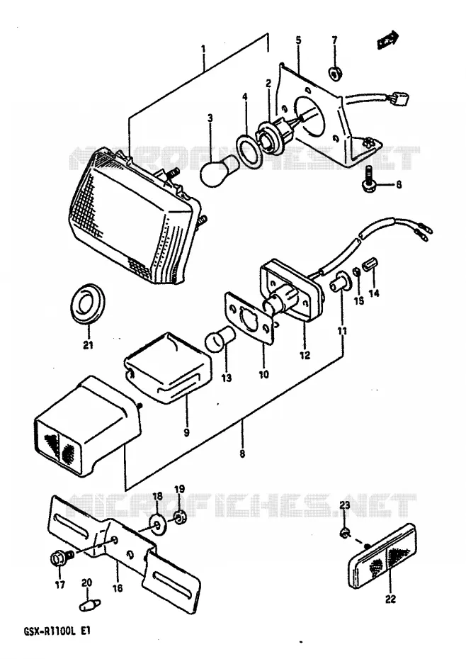 FEU ARRIERE - ECLAIRAGE DE PLAQUE (VOIR NOTE) Suzuki MOTO 1100 GSX-R 1989  GSX-R1100K(K/L)