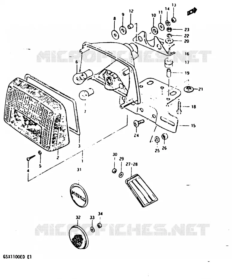 FEU ARRIERE Suzuki MOTO 1100 GSX 1983  GSX1100XD(Z/D)