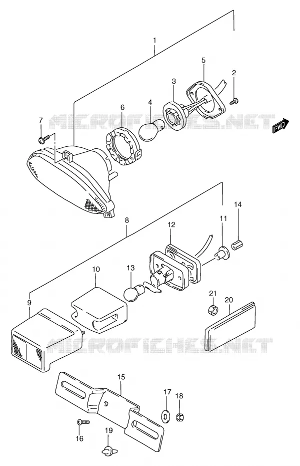 FEU ARRIERE Suzuki MOTO 1200 BANDIT 1998  GSF1200SAW(E2)