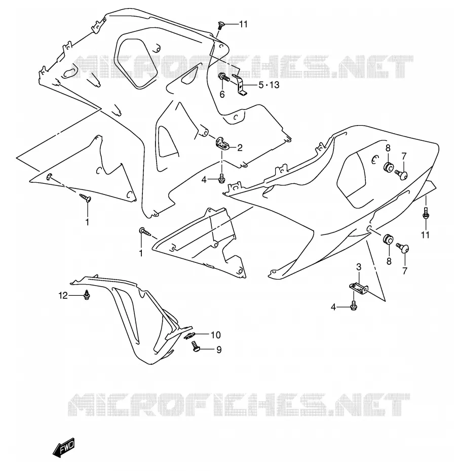 FLANCS DE CARENAGES Suzuki MOTO 600 GSX-R 2001  GSX-R600K1(E2)