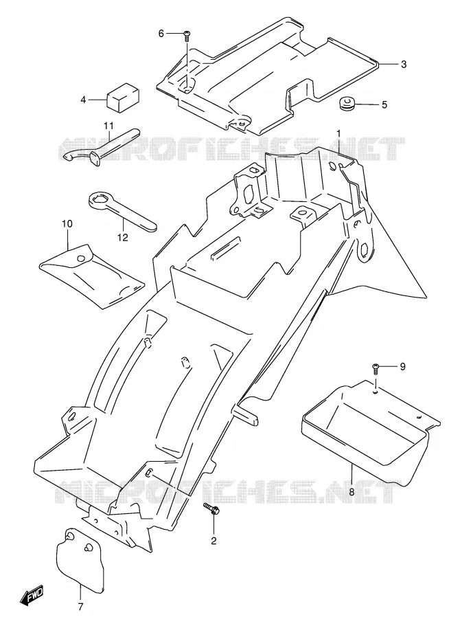 GARDE BOUE ARRIERE (GSF1200SAV) Suzuki MOTO 1200 BANDIT 1997  GSF1200SV(E28)