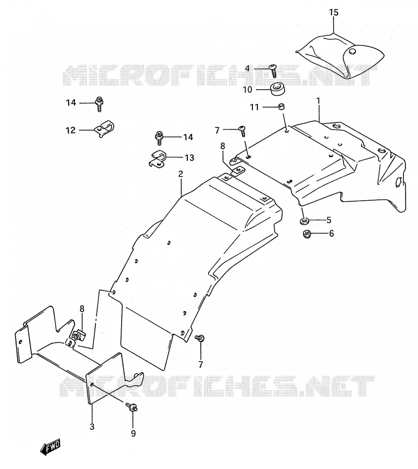 GARDE BOUE ARRIERE (MODELE N/P) Suzuki MOTO 750 GSX-R 1995  GSX-R750WS(E28)